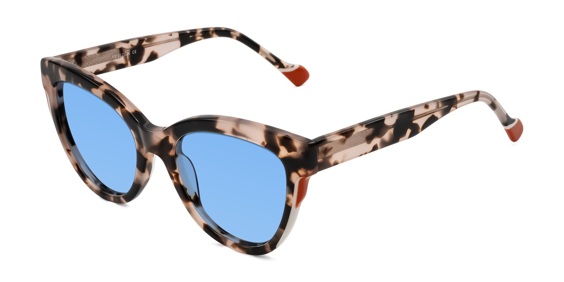 Angle of Yalkin in Ivory Tortoise with Medium Blue Tinted Lenses