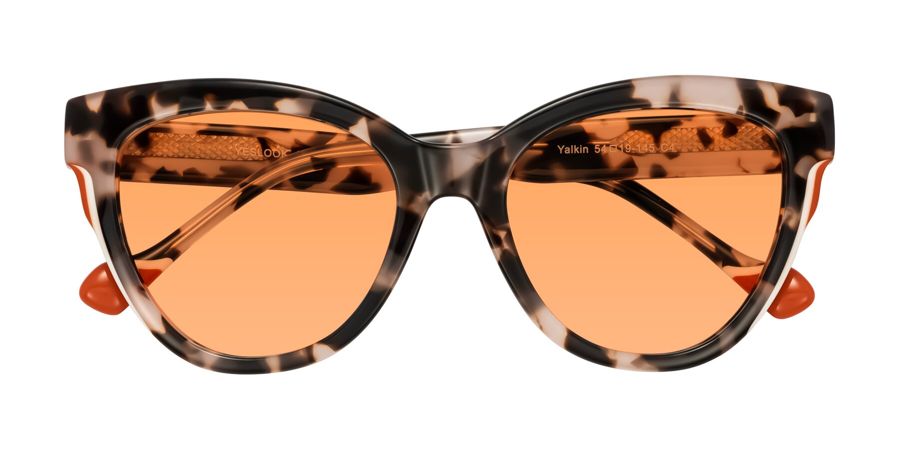 Folded Front of Yalkin in Ivory Tortoise with Medium Orange Tinted Lenses