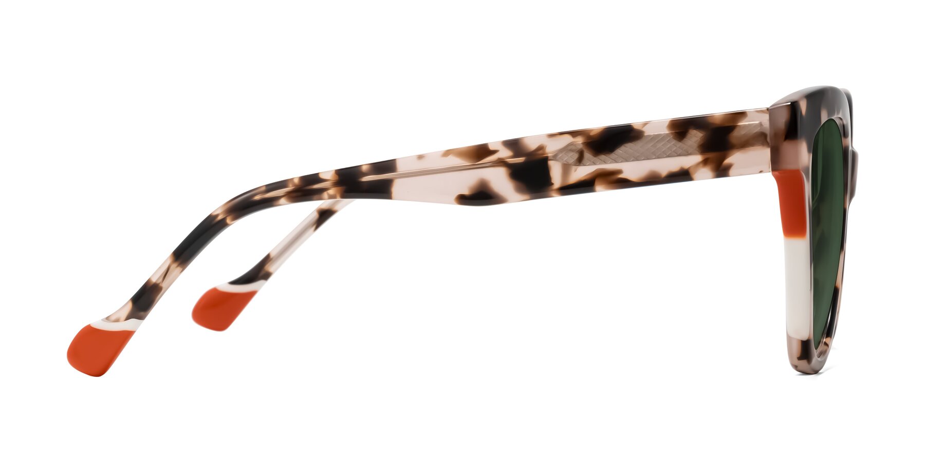 Side of Yalkin in Ivory Tortoise with Green Tinted Lenses