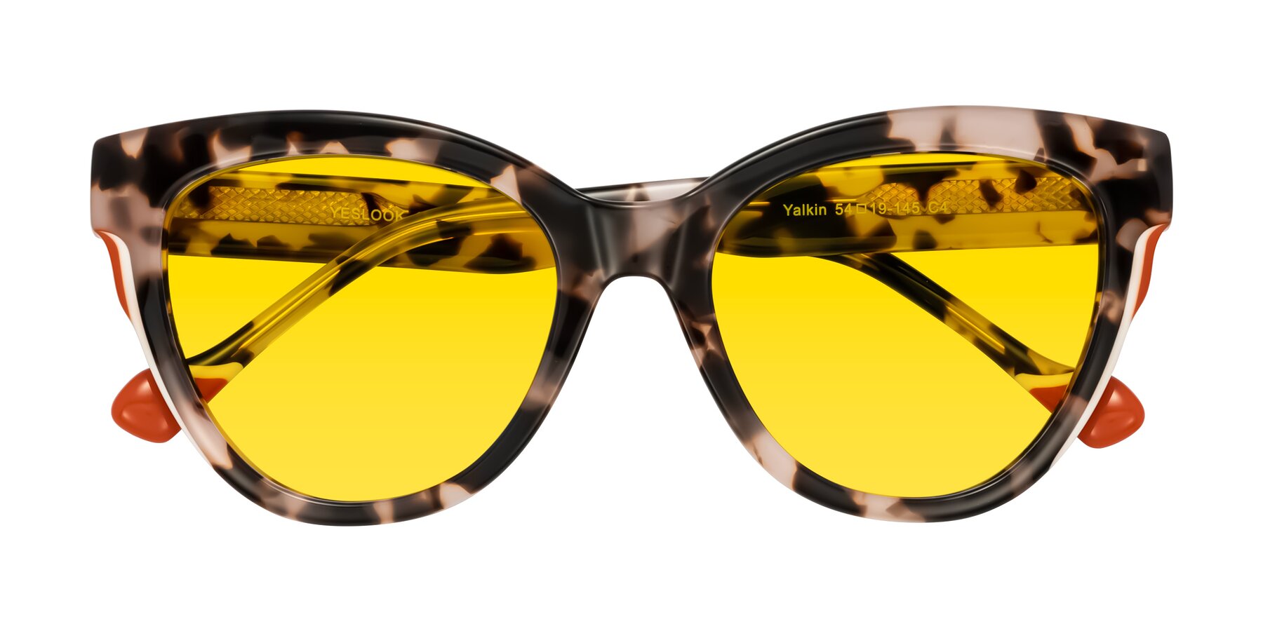 Folded Front of Yalkin in Ivory Tortoise with Yellow Tinted Lenses
