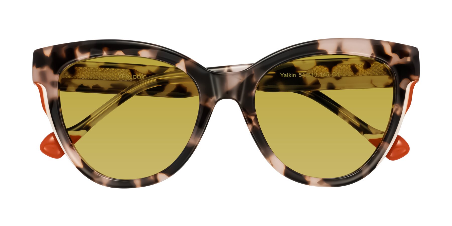 Folded Front of Yalkin in Ivory Tortoise with Champagne Tinted Lenses