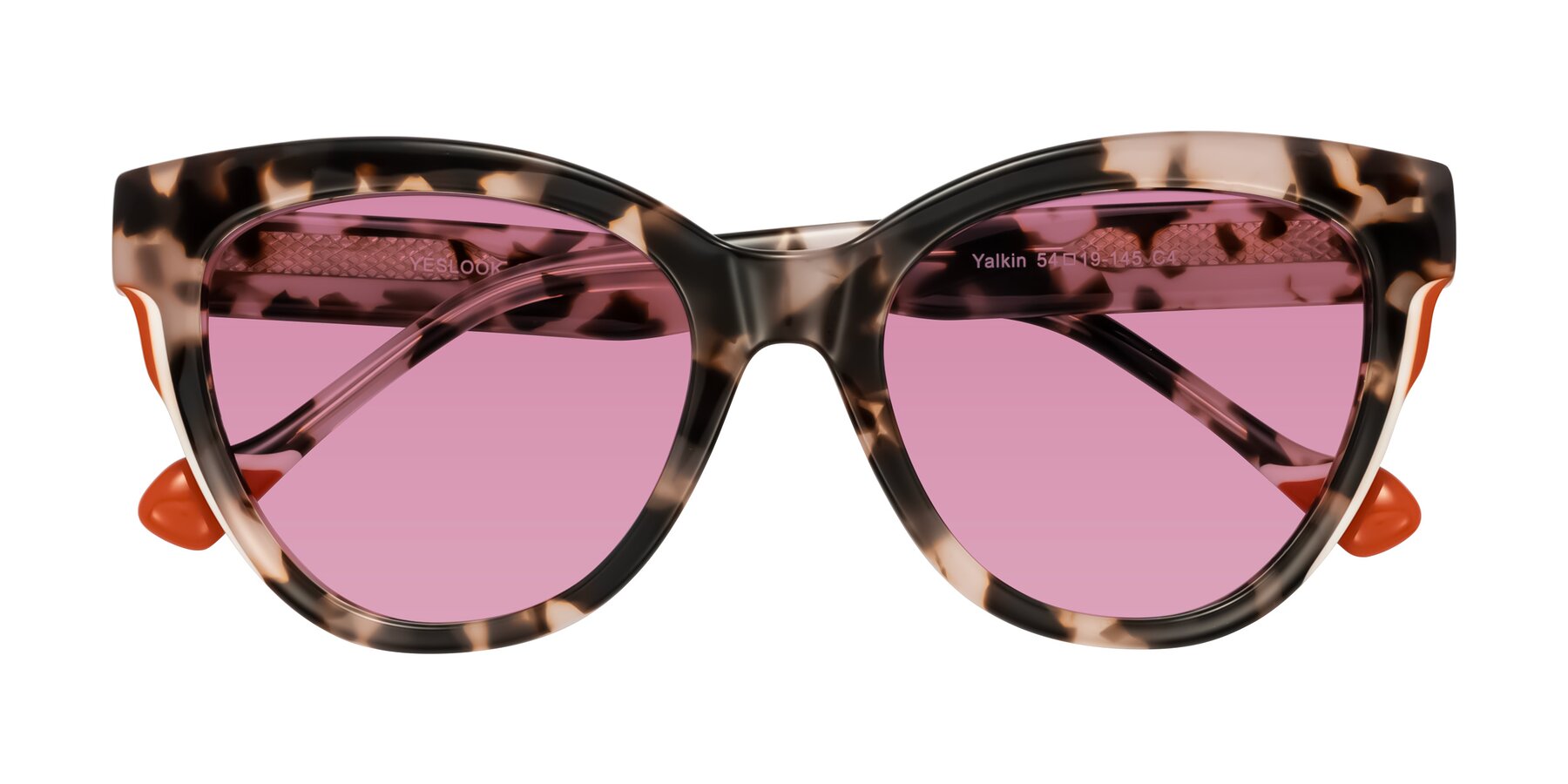 Folded Front of Yalkin in Ivory Tortoise with Medium Wine Tinted Lenses