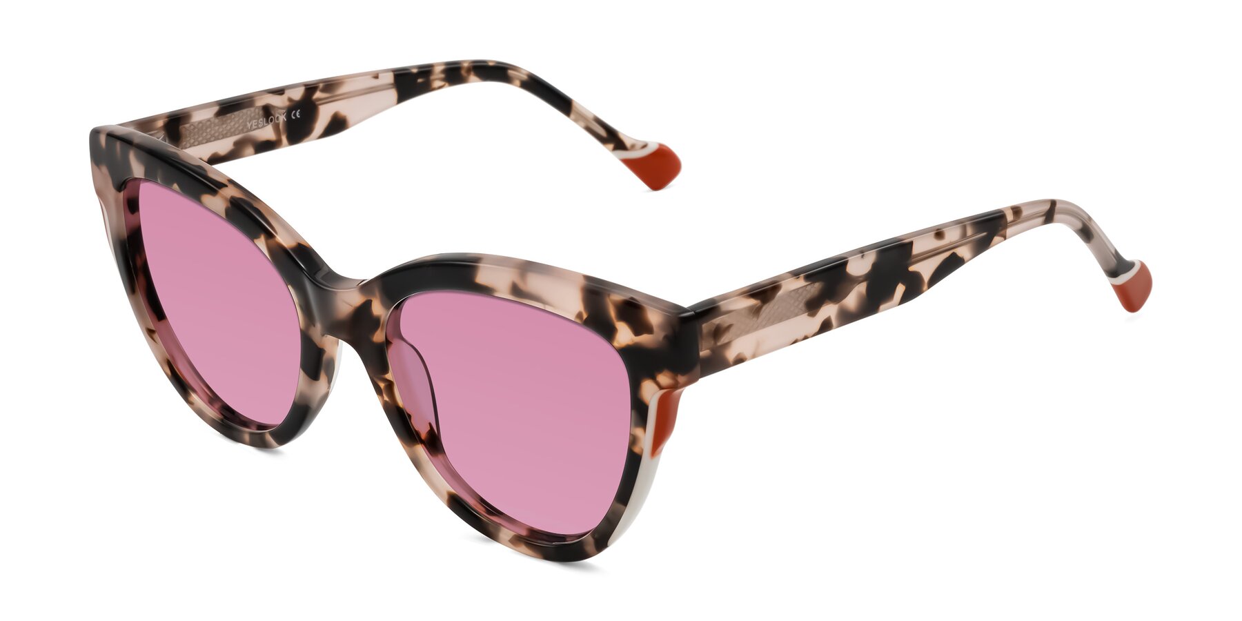 Angle of Yalkin in Ivory Tortoise with Medium Wine Tinted Lenses
