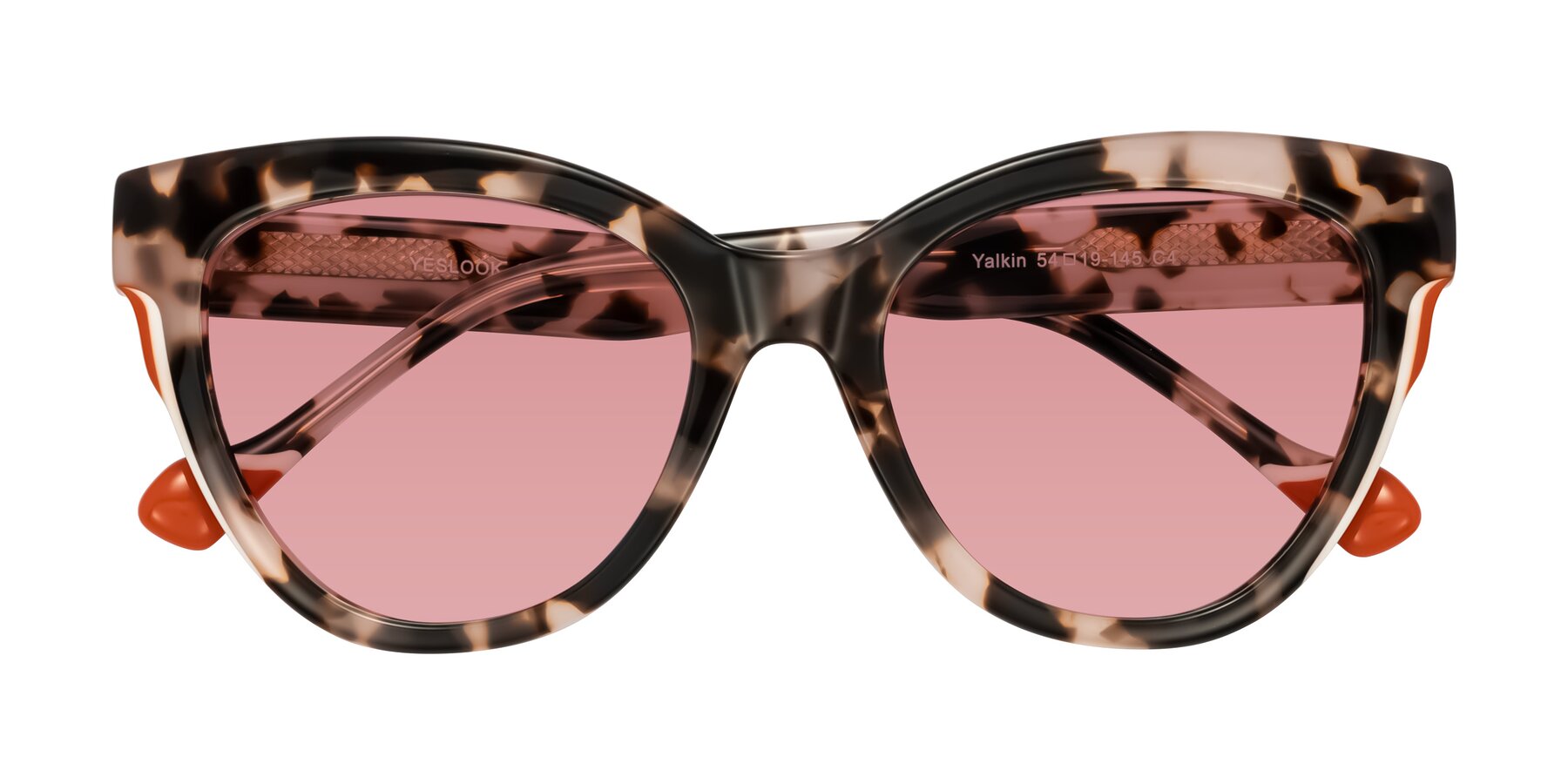 Folded Front of Yalkin in Ivory Tortoise with Medium Garnet Tinted Lenses