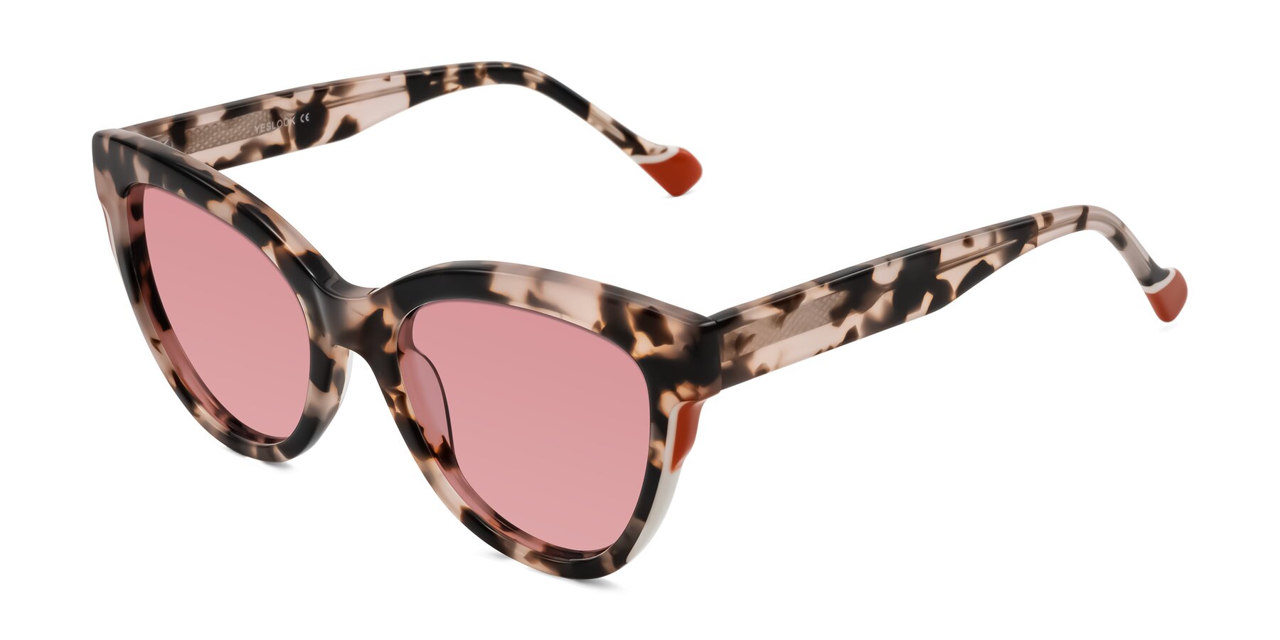 Angle of Yalkin in Ivory Tortoise with Medium Garnet Tinted Lenses
