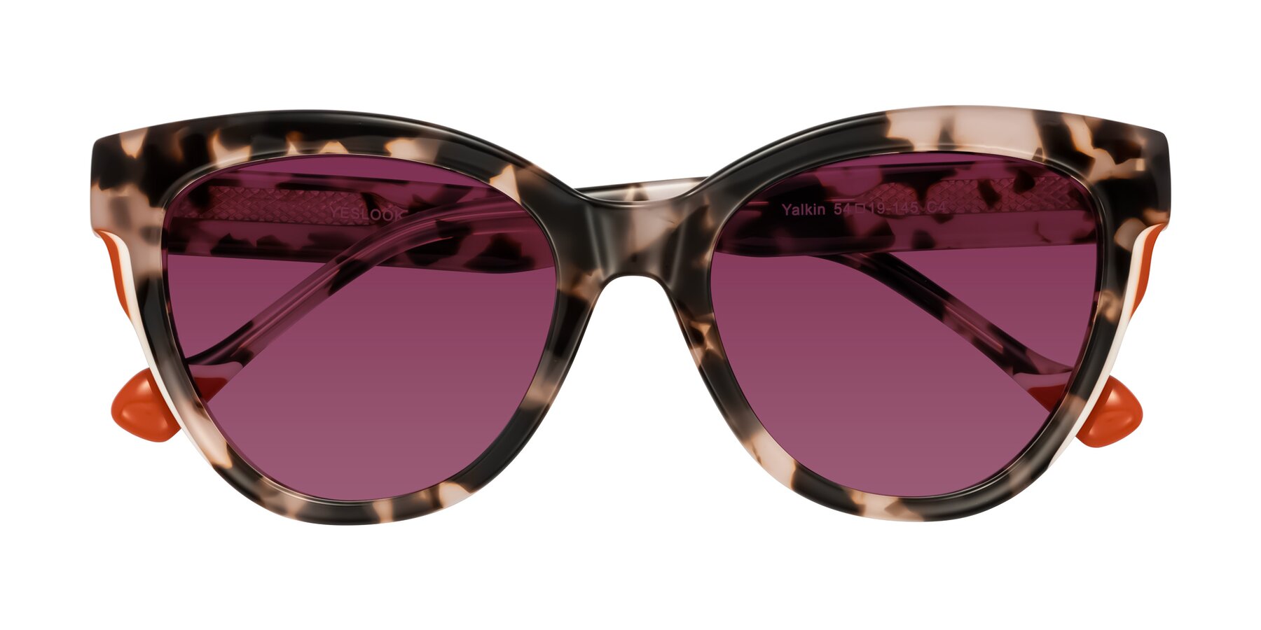 Folded Front of Yalkin in Ivory Tortoise with Wine Tinted Lenses