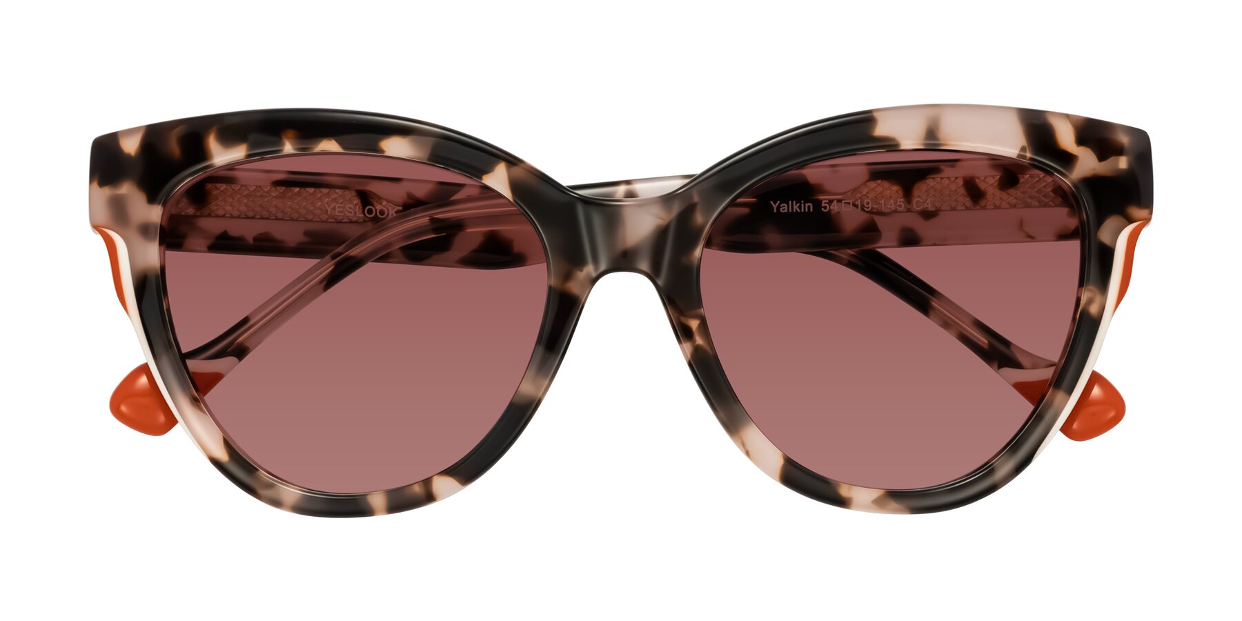 Folded Front of Yalkin in Ivory Tortoise with Garnet Tinted Lenses