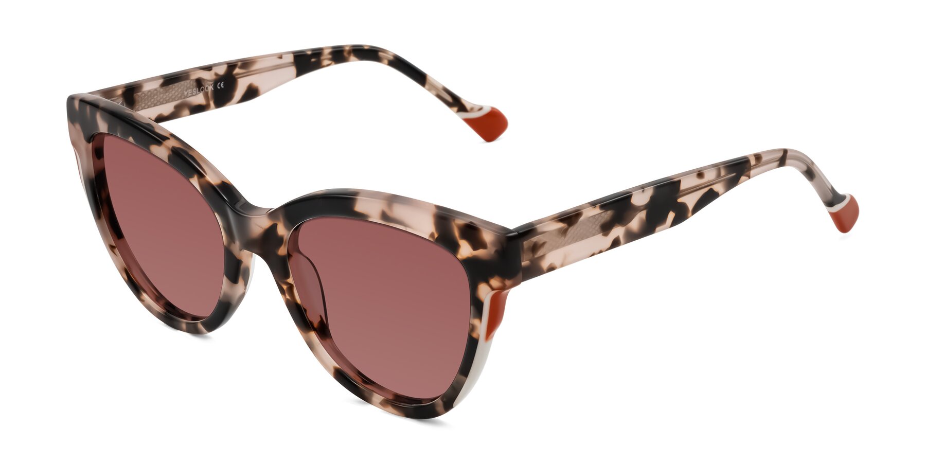 Angle of Yalkin in Ivory Tortoise with Garnet Tinted Lenses