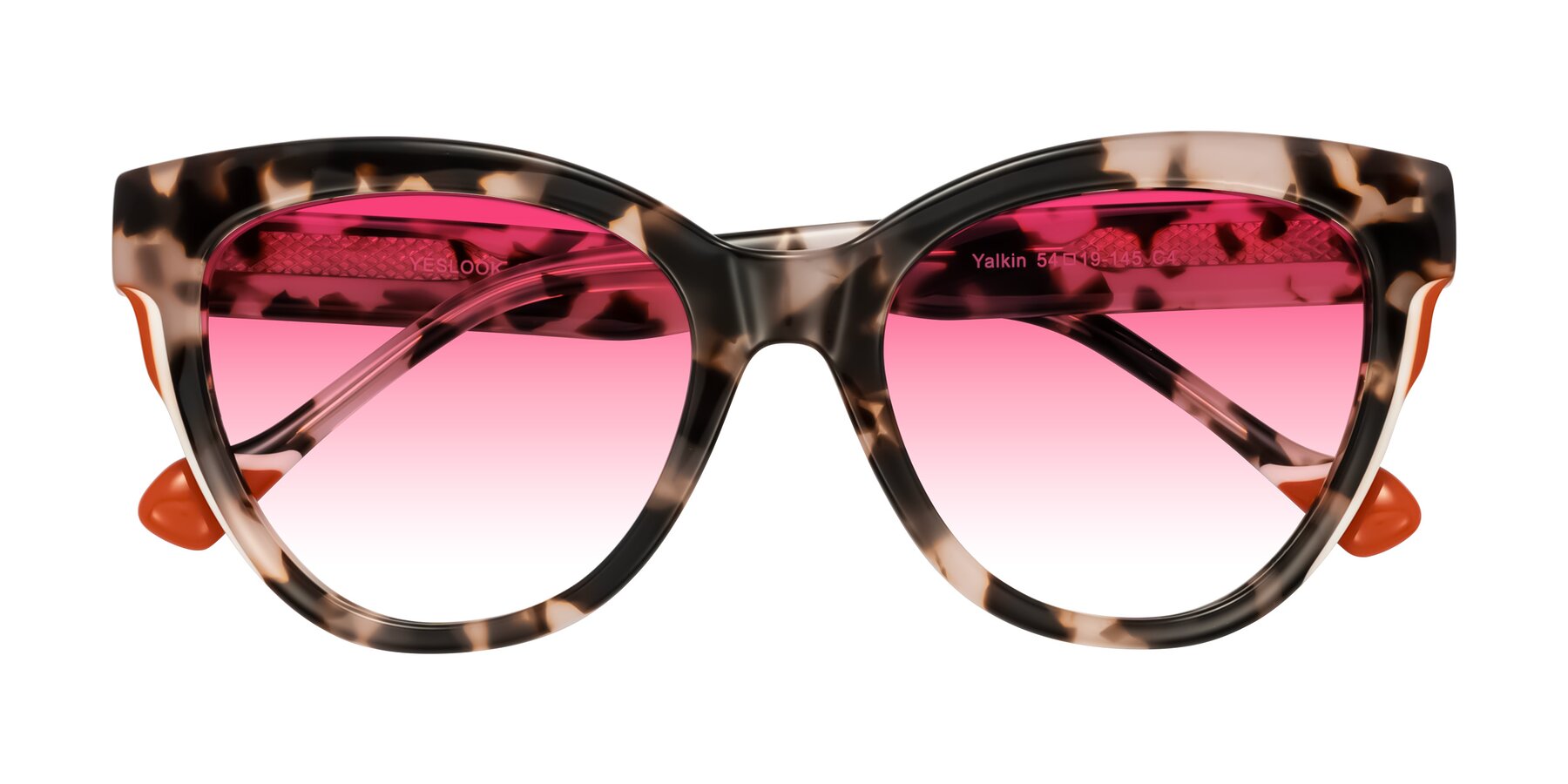 Folded Front of Yalkin in Ivory Tortoise with Pink Gradient Lenses