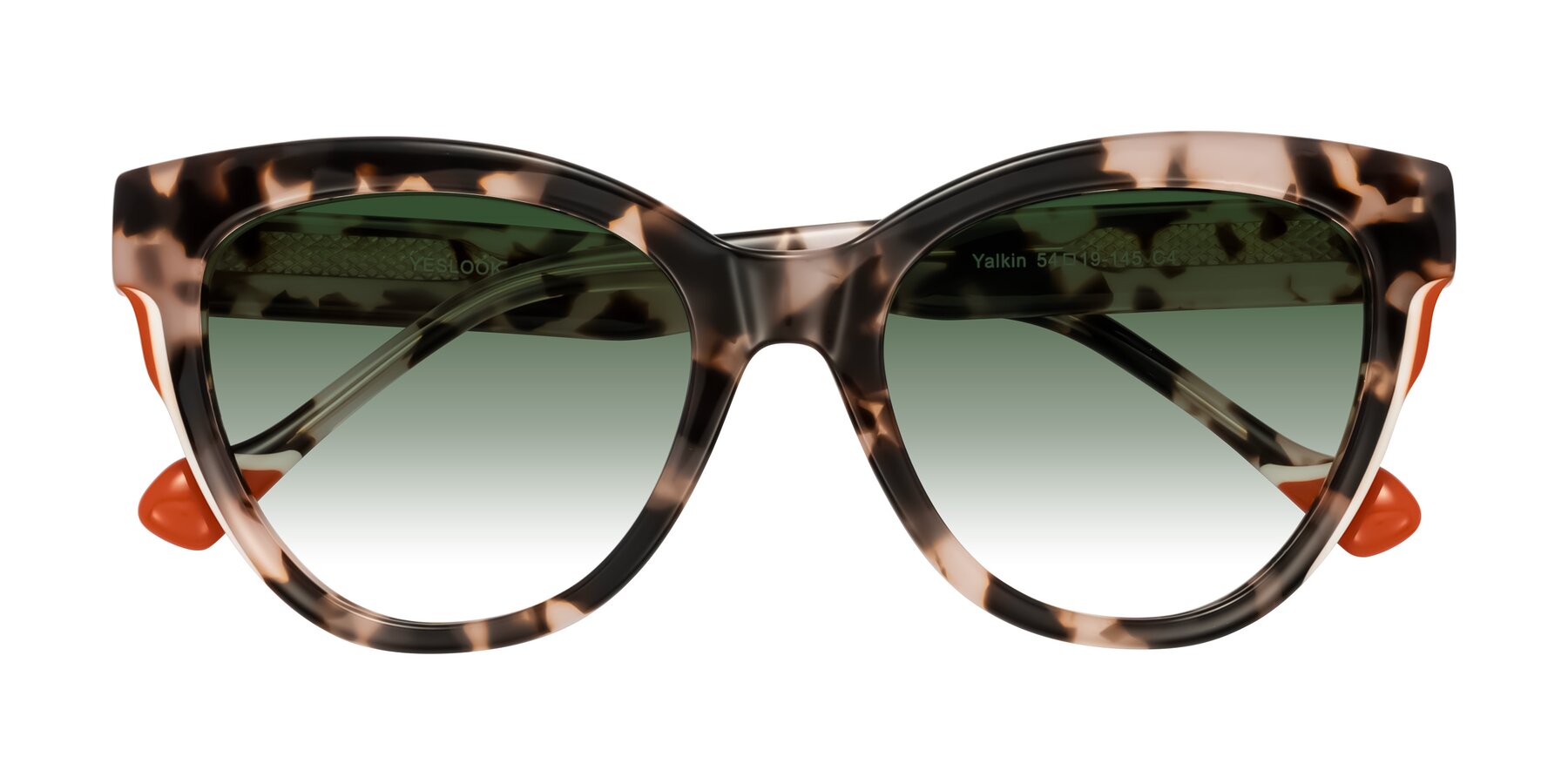 Folded Front of Yalkin in Ivory Tortoise with Green Gradient Lenses