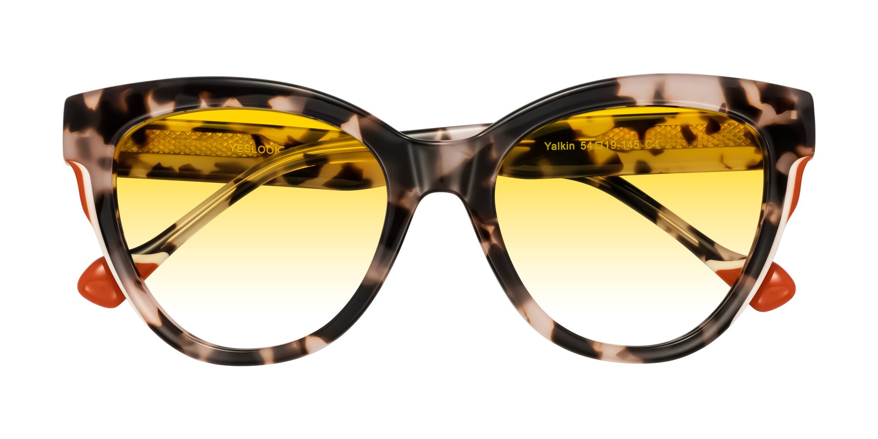 Folded Front of Yalkin in Ivory Tortoise with Yellow Gradient Lenses