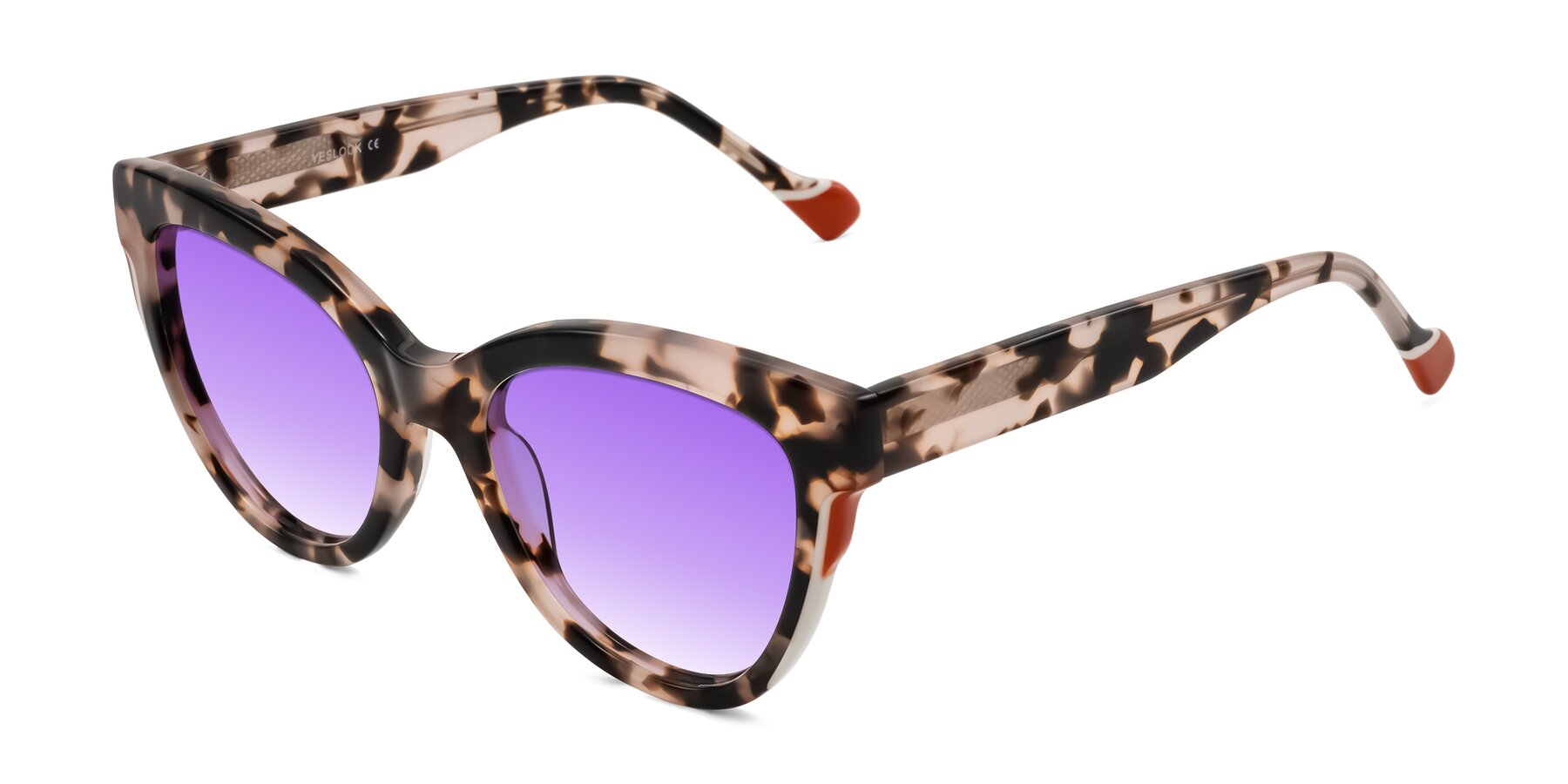 Angle of Yalkin in Ivory Tortoise with Purple Gradient Lenses