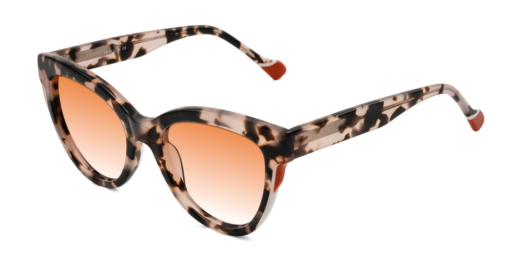 Angle of Yalkin in Ivory Tortoise with Orange Gradient Lenses