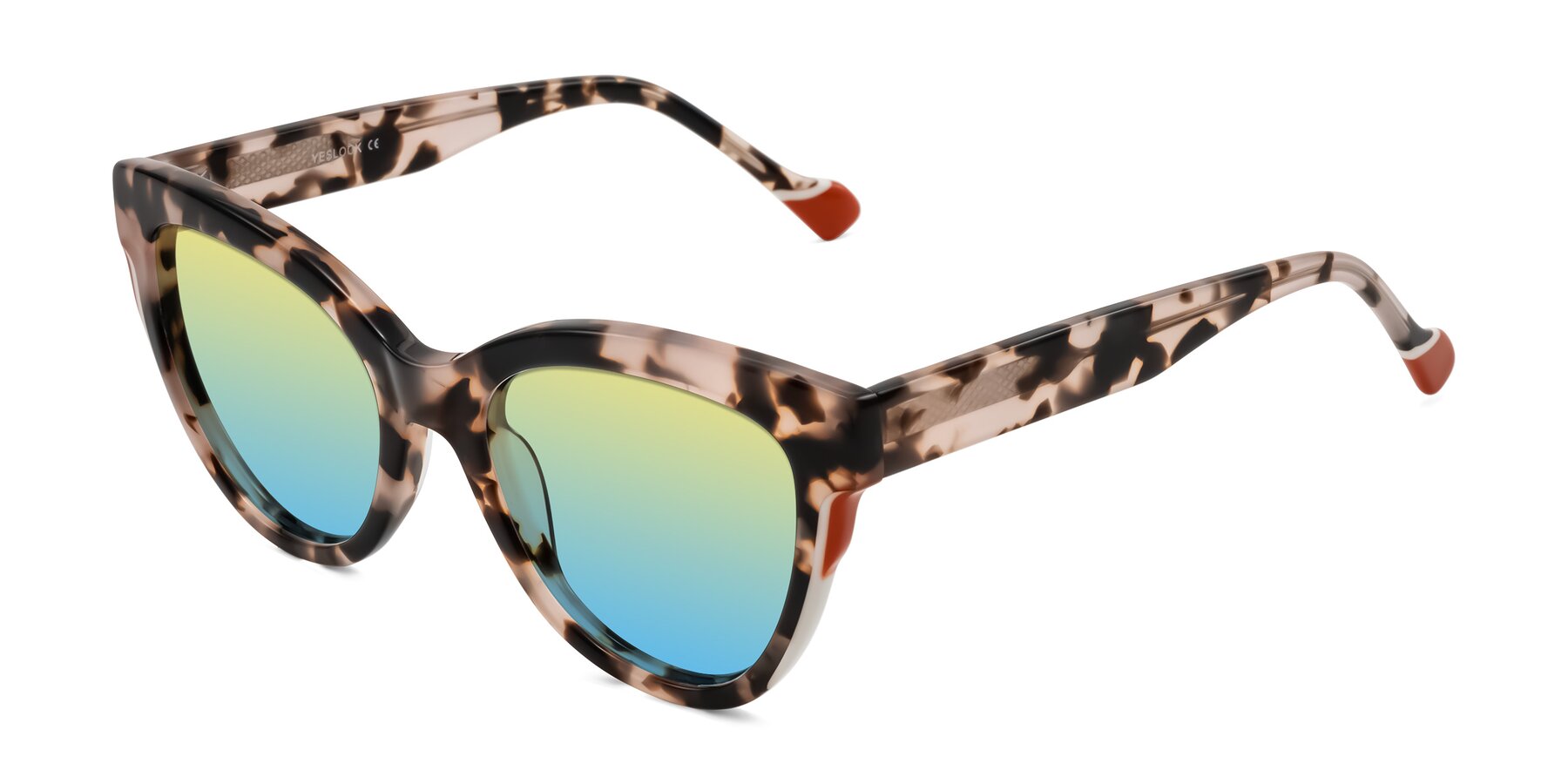 Angle of Yalkin in Ivory Tortoise with Yellow / Blue Gradient Lenses