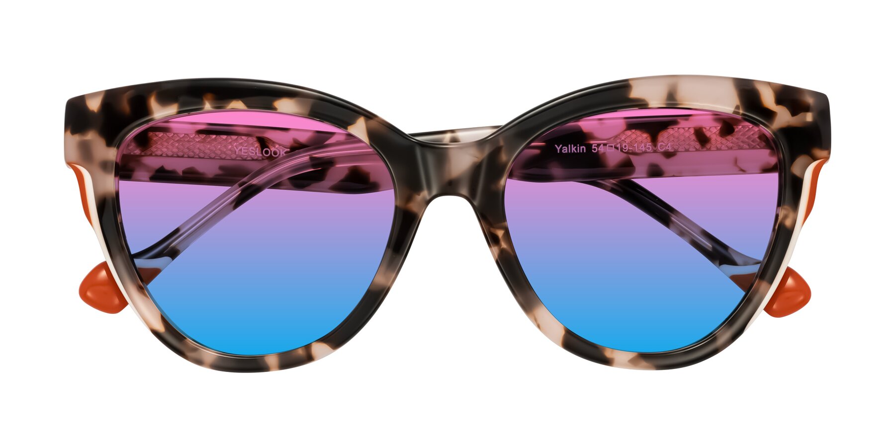 Folded Front of Yalkin in Ivory Tortoise with Pink / Blue Gradient Lenses
