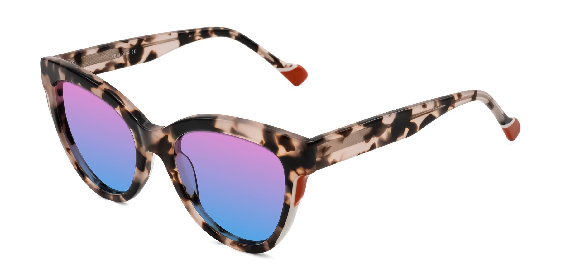 Angle of Yalkin in Ivory Tortoise with Pink / Blue Gradient Lenses
