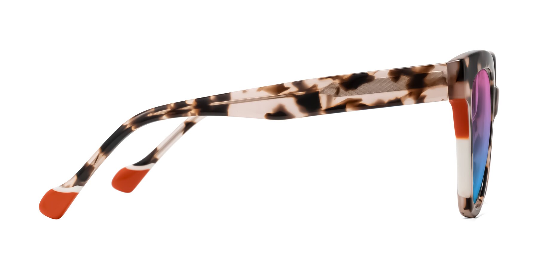 Side of Yalkin in Ivory Tortoise with Pink / Blue Gradient Lenses