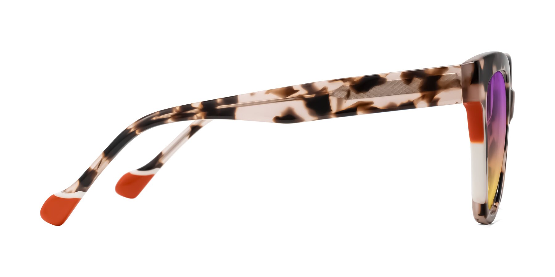 Side of Yalkin in Ivory Tortoise with Purple / Yellow Gradient Lenses