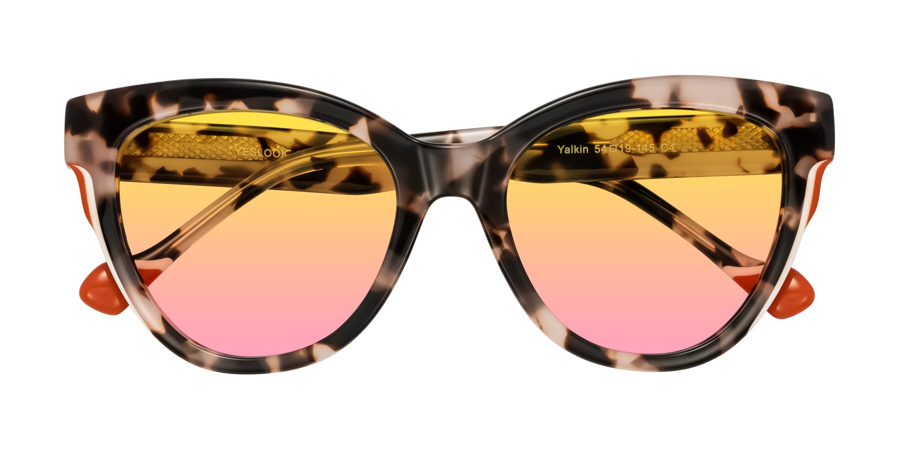 Folded Front of Yalkin in Ivory Tortoise with Yellow / Pink Gradient Lenses