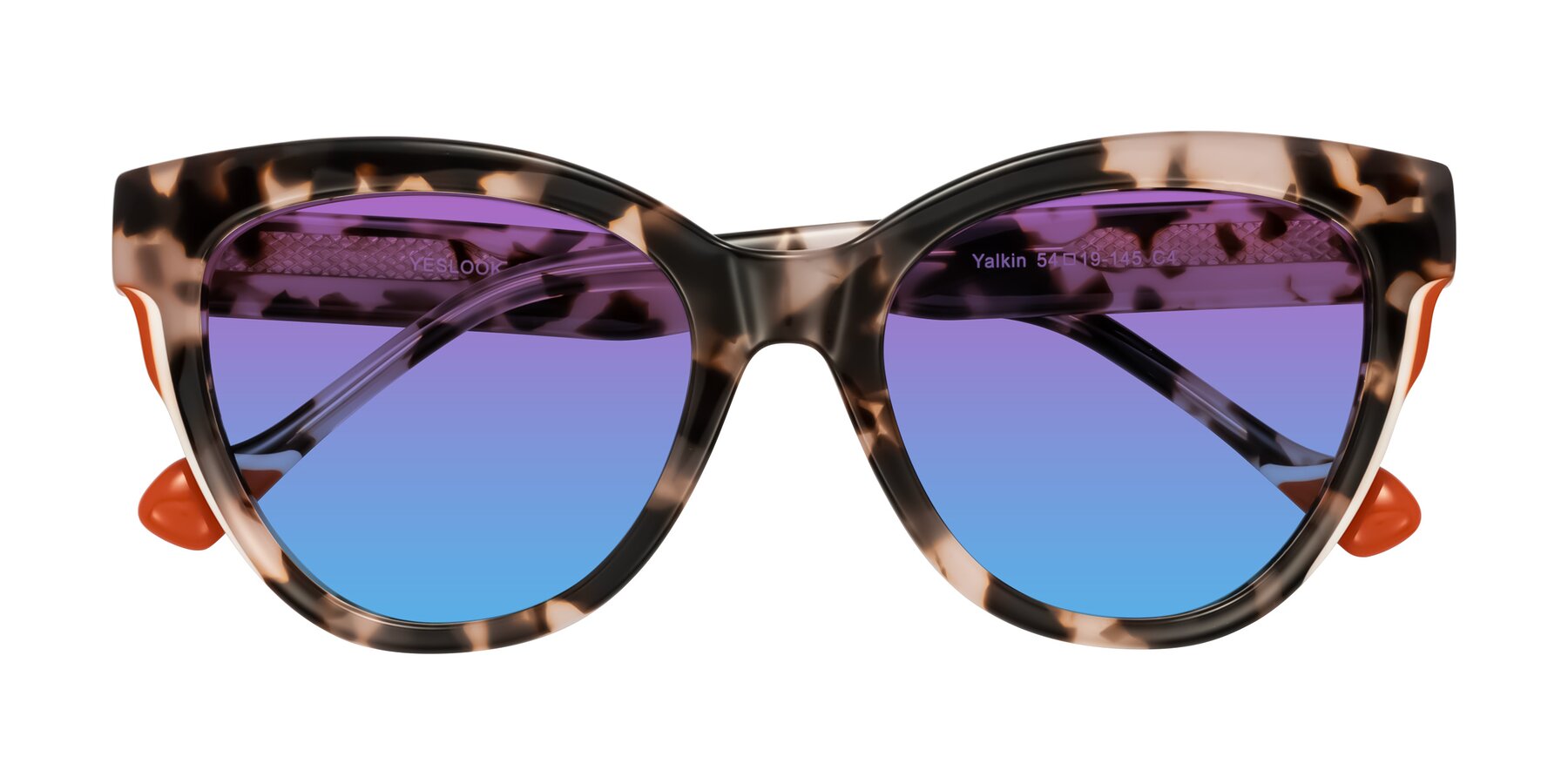 Folded Front of Yalkin in Ivory Tortoise with Purple / Blue Gradient Lenses