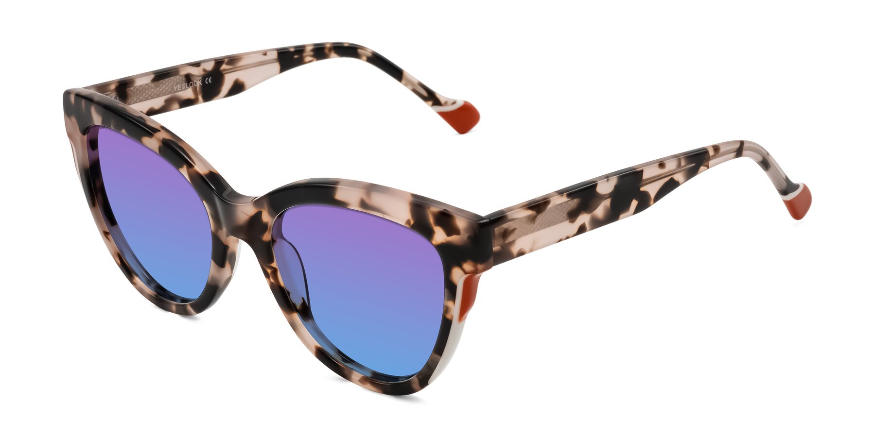 Angle of Yalkin in Ivory Tortoise with Purple / Blue Gradient Lenses