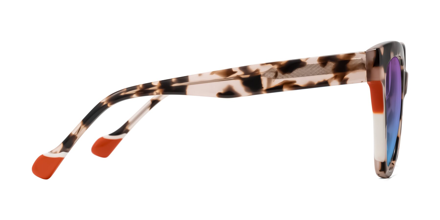 Side of Yalkin in Ivory Tortoise with Purple / Blue Gradient Lenses