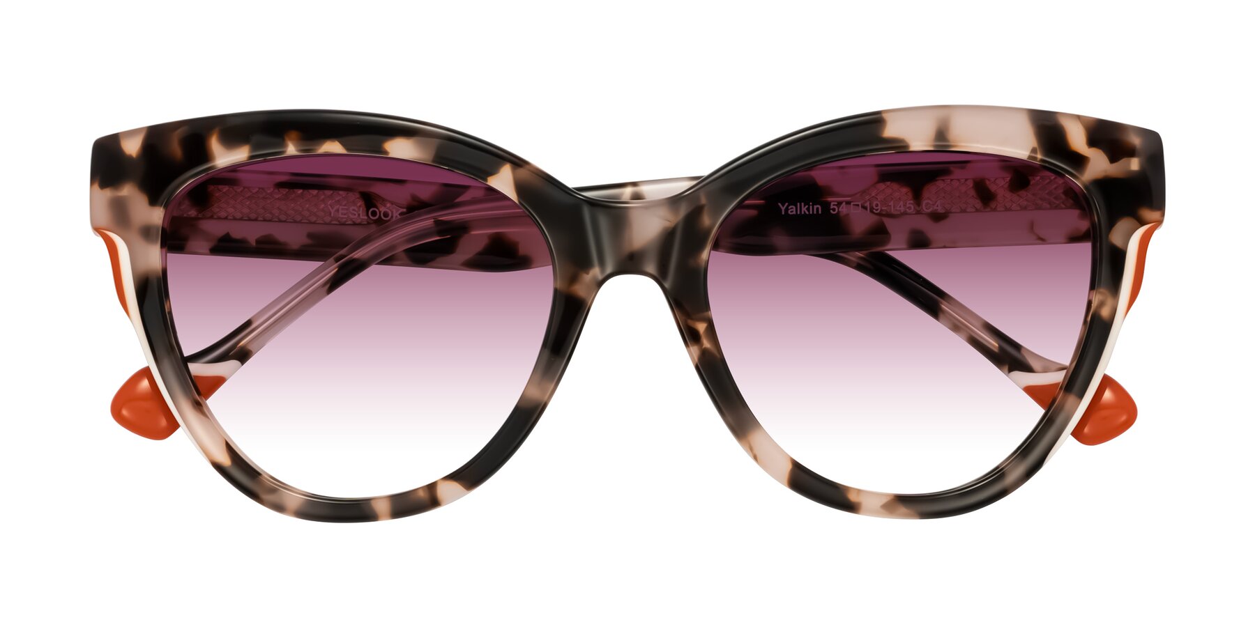 Folded Front of Yalkin in Ivory Tortoise with Wine Gradient Lenses
