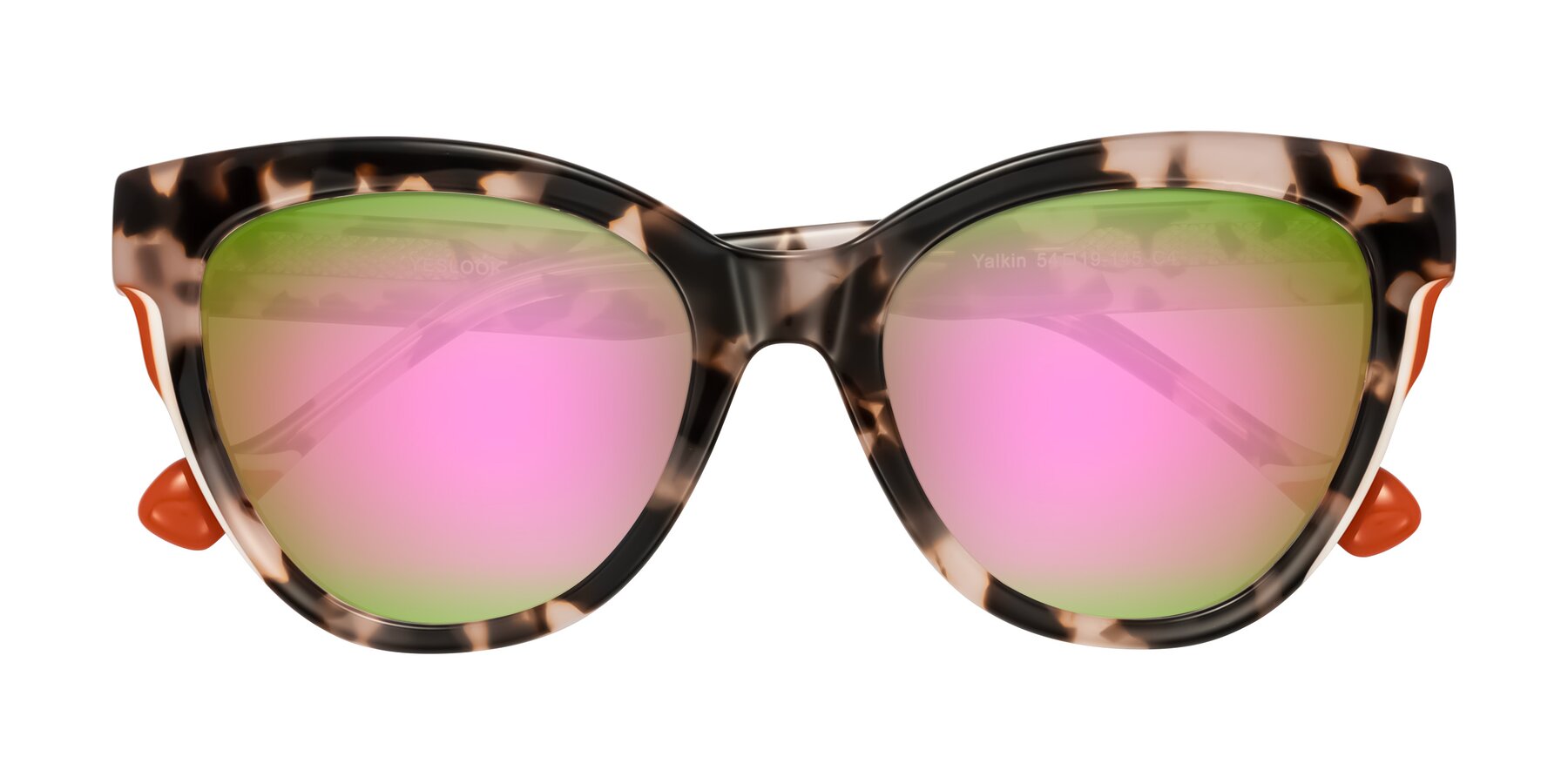 Folded Front of Yalkin in Ivory Tortoise with Pink Mirrored Lenses