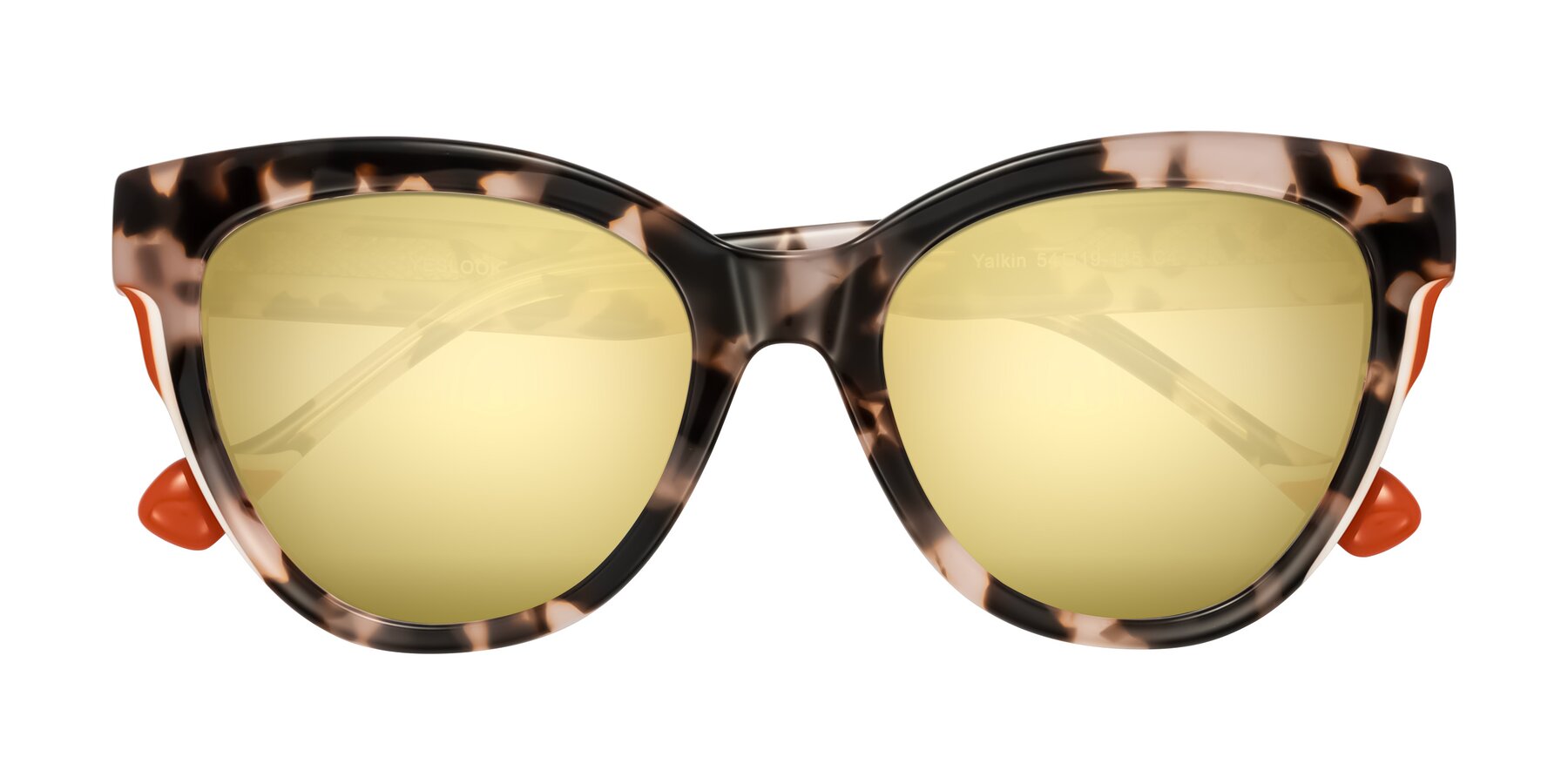 Folded Front of Yalkin in Ivory Tortoise with Gold Mirrored Lenses
