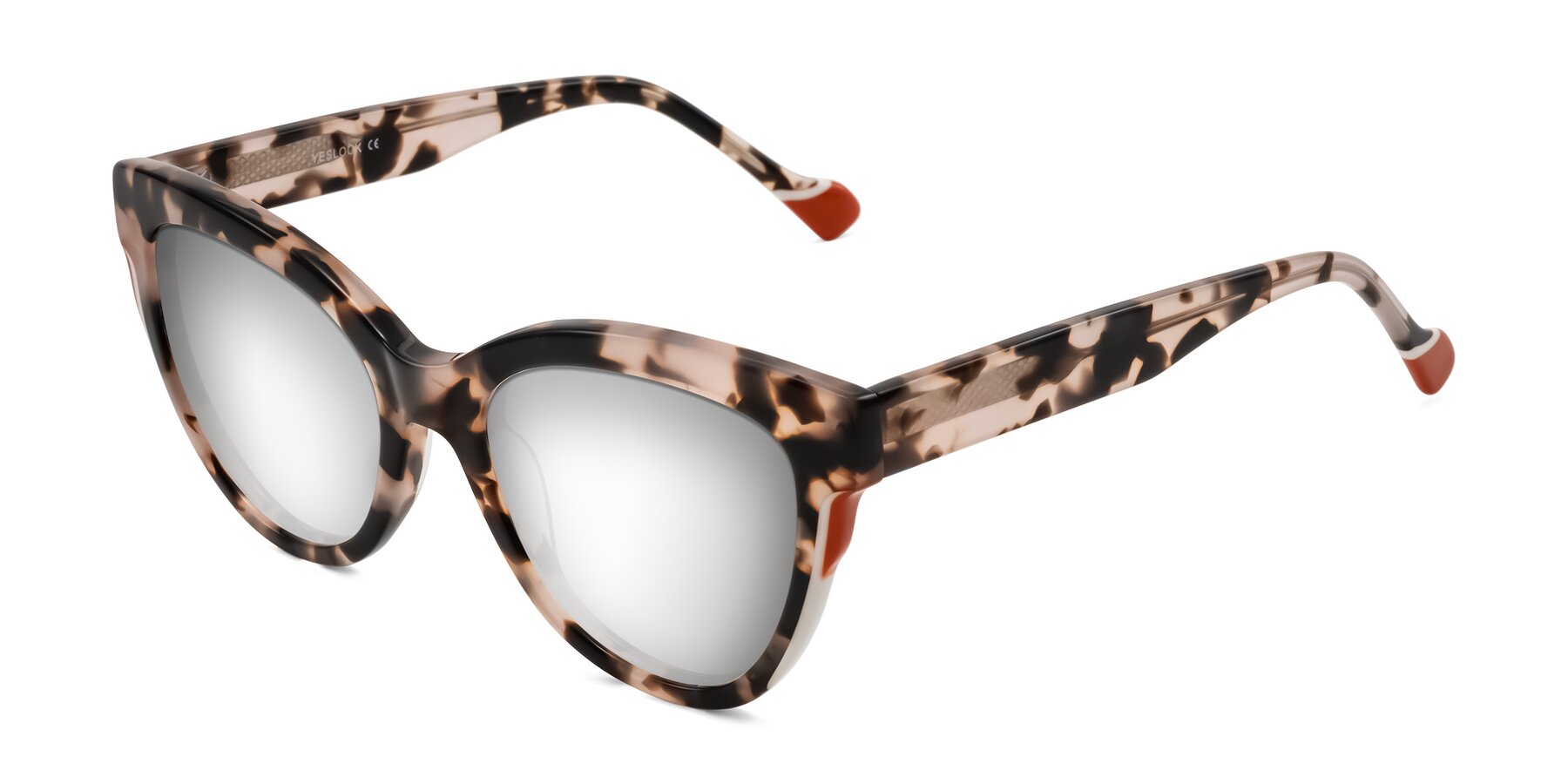 Angle of Yalkin in Ivory Tortoise with Silver Mirrored Lenses