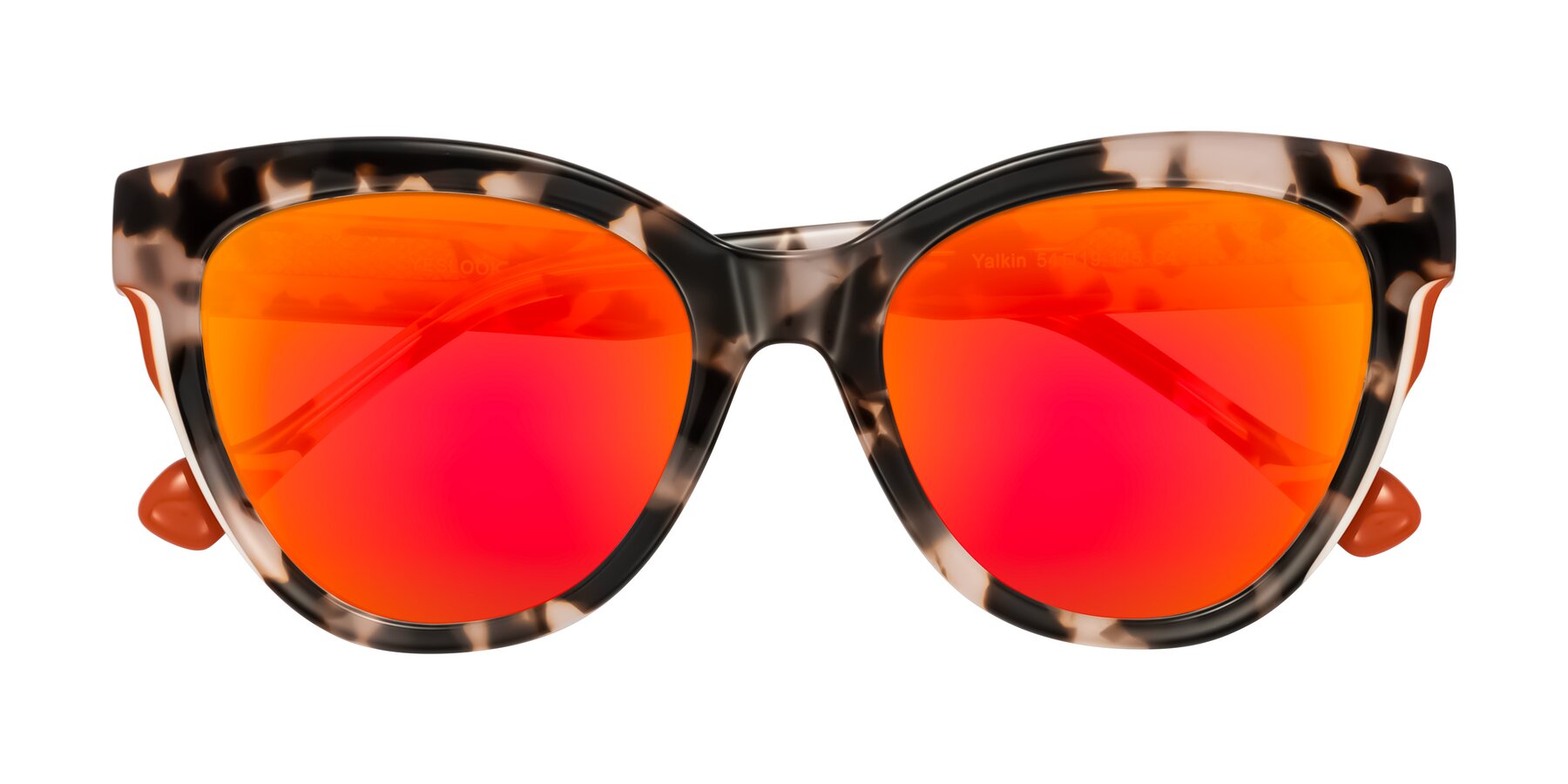 Folded Front of Yalkin in Ivory Tortoise with Red Gold Mirrored Lenses