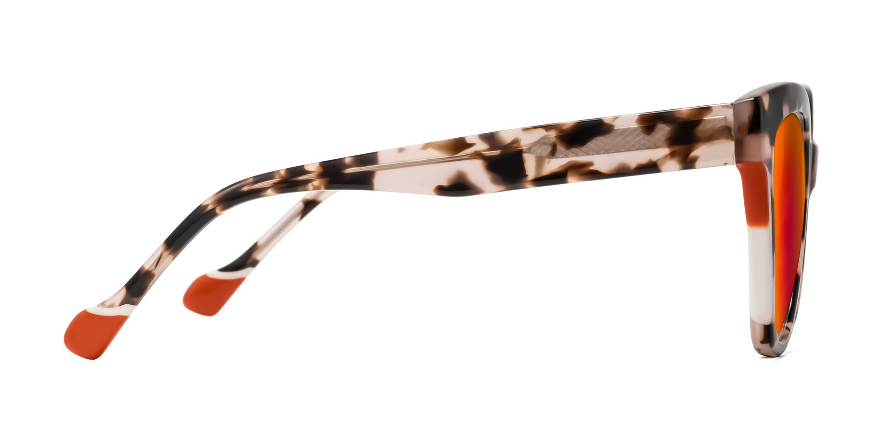 Side of Yalkin in Ivory Tortoise with Red Gold Mirrored Lenses