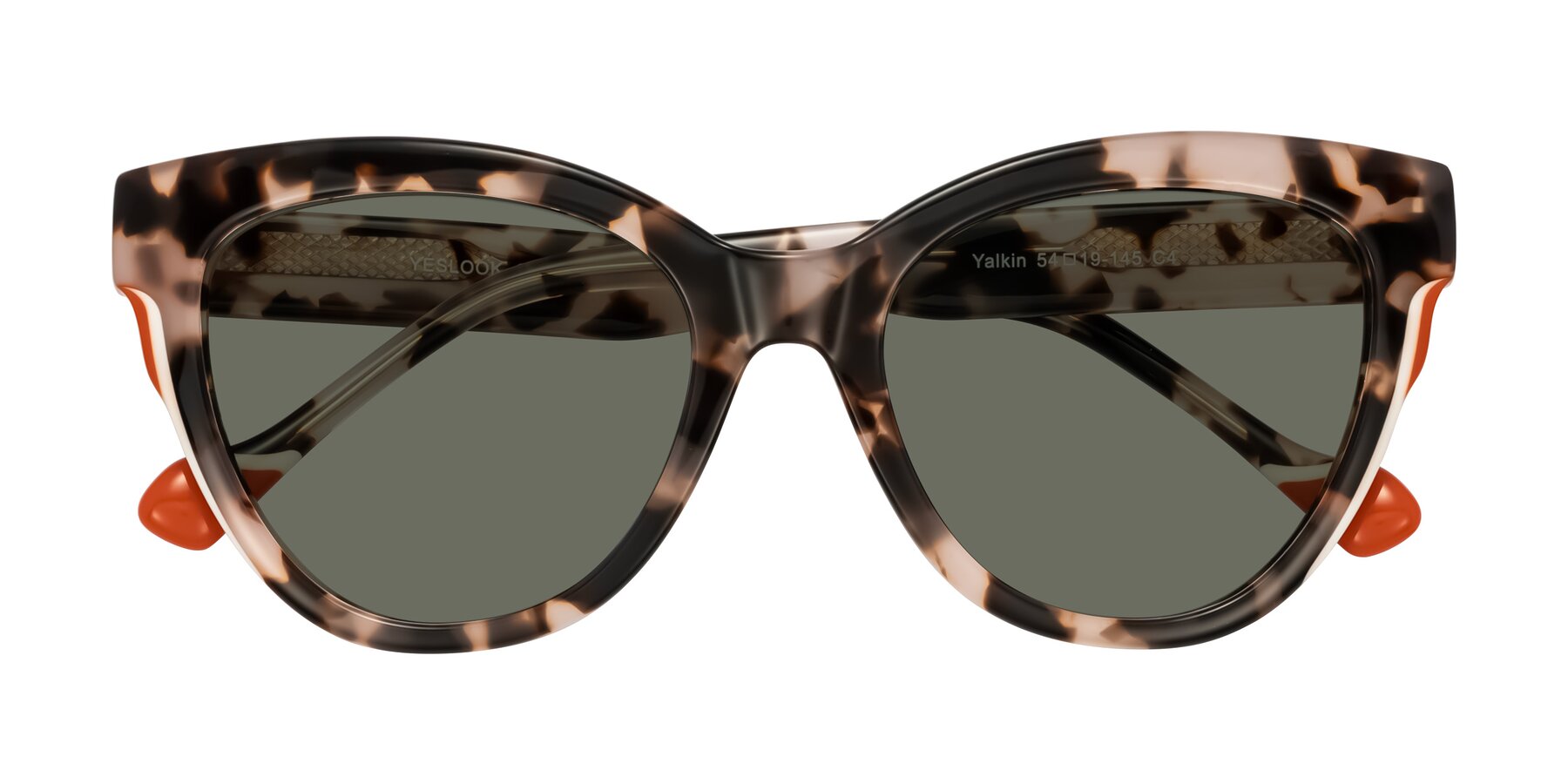 Folded Front of Yalkin in Ivory Tortoise with Gray Polarized Lenses