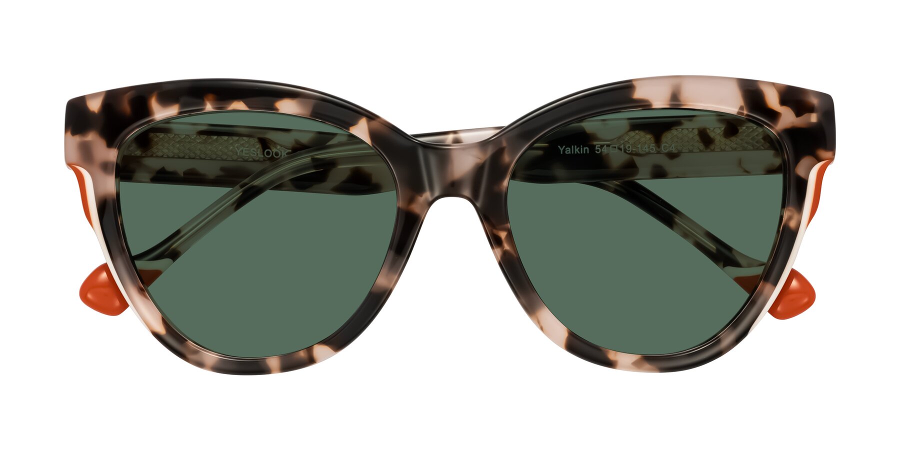 Folded Front of Yalkin in Ivory Tortoise with Green Polarized Lenses