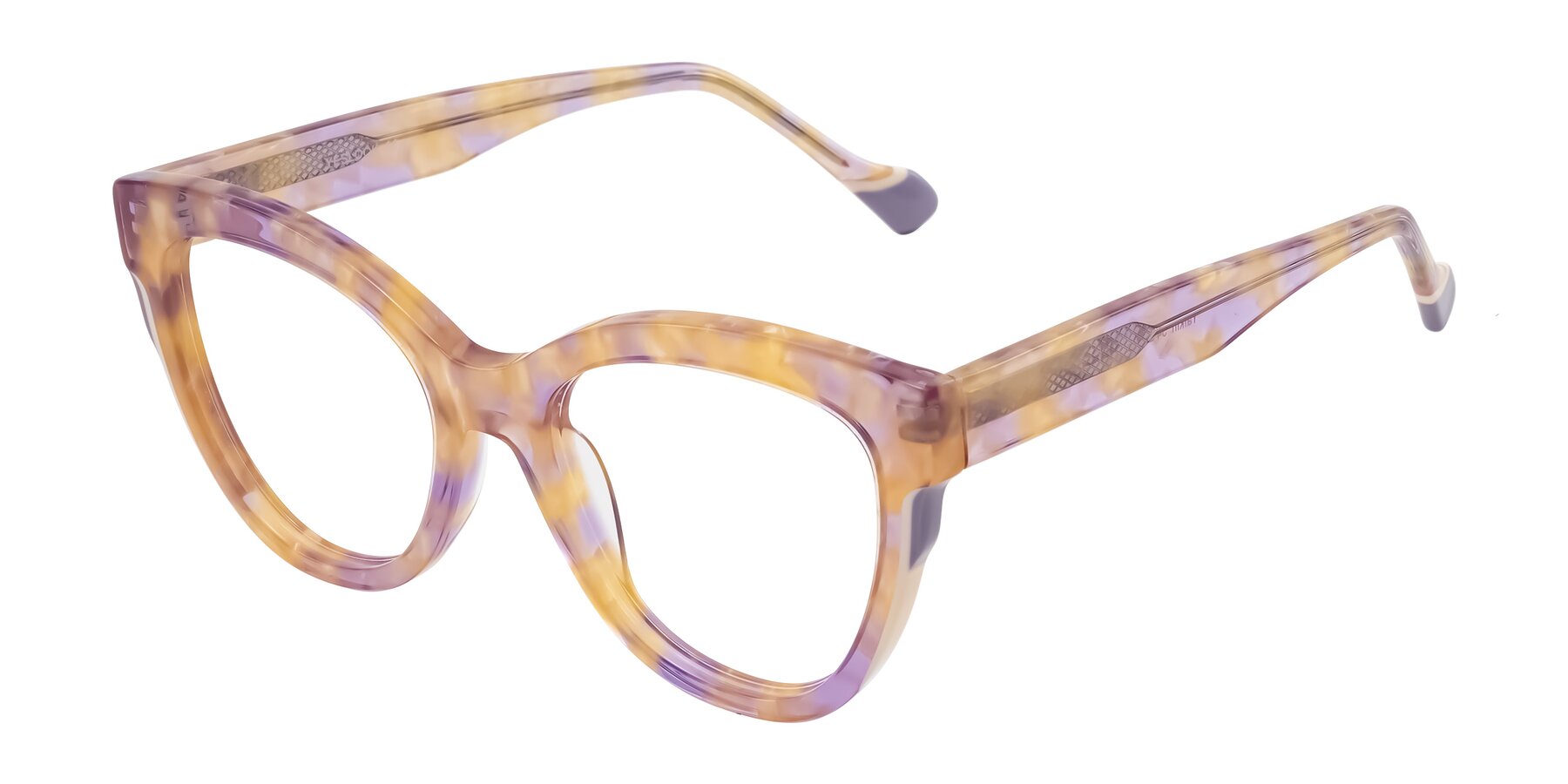Angle of Yalkin in Floral Tortoise with Clear Eyeglass Lenses