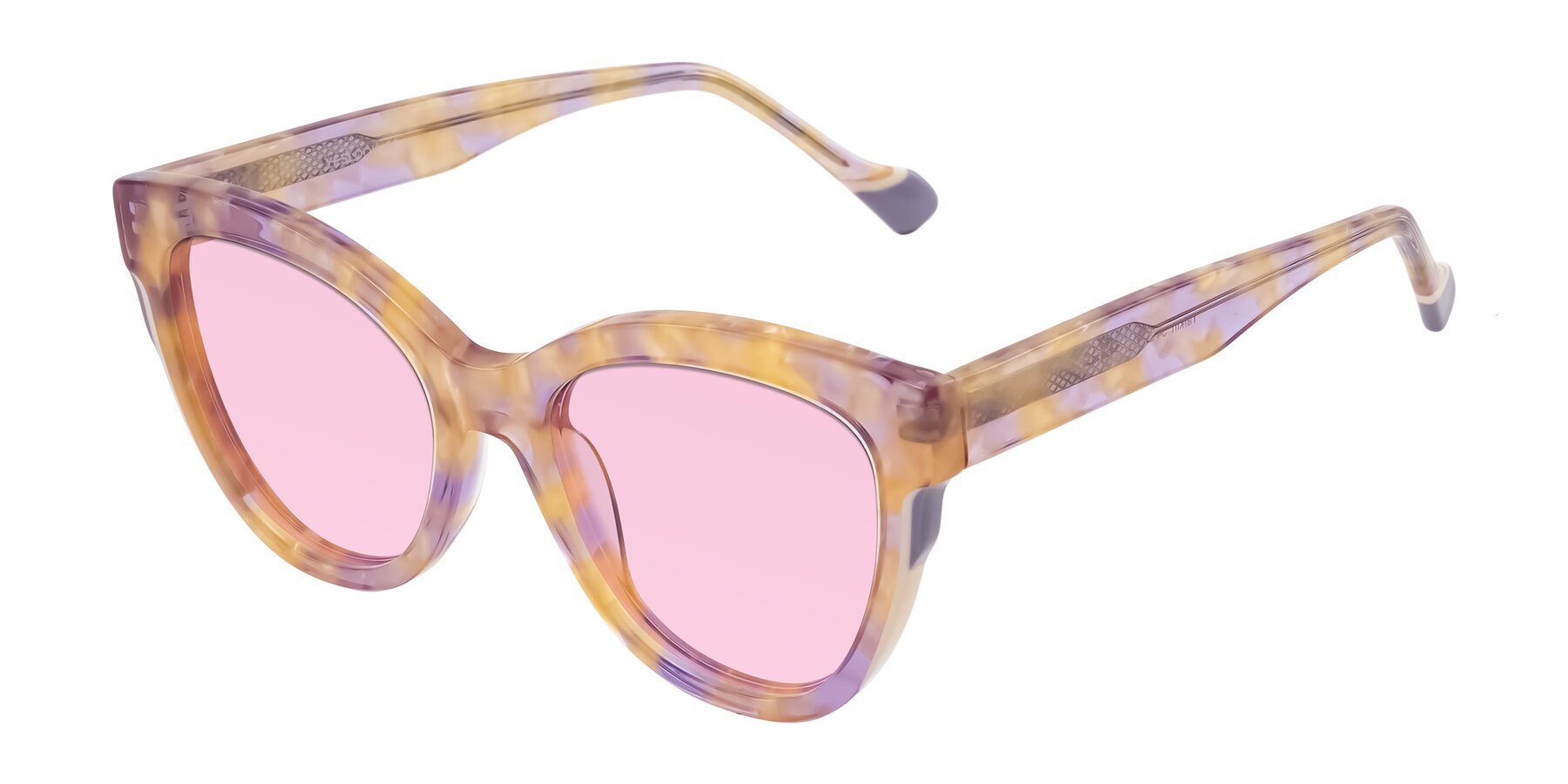 Angle of Yalkin in Floral Tortoise with Light Pink Tinted Lenses