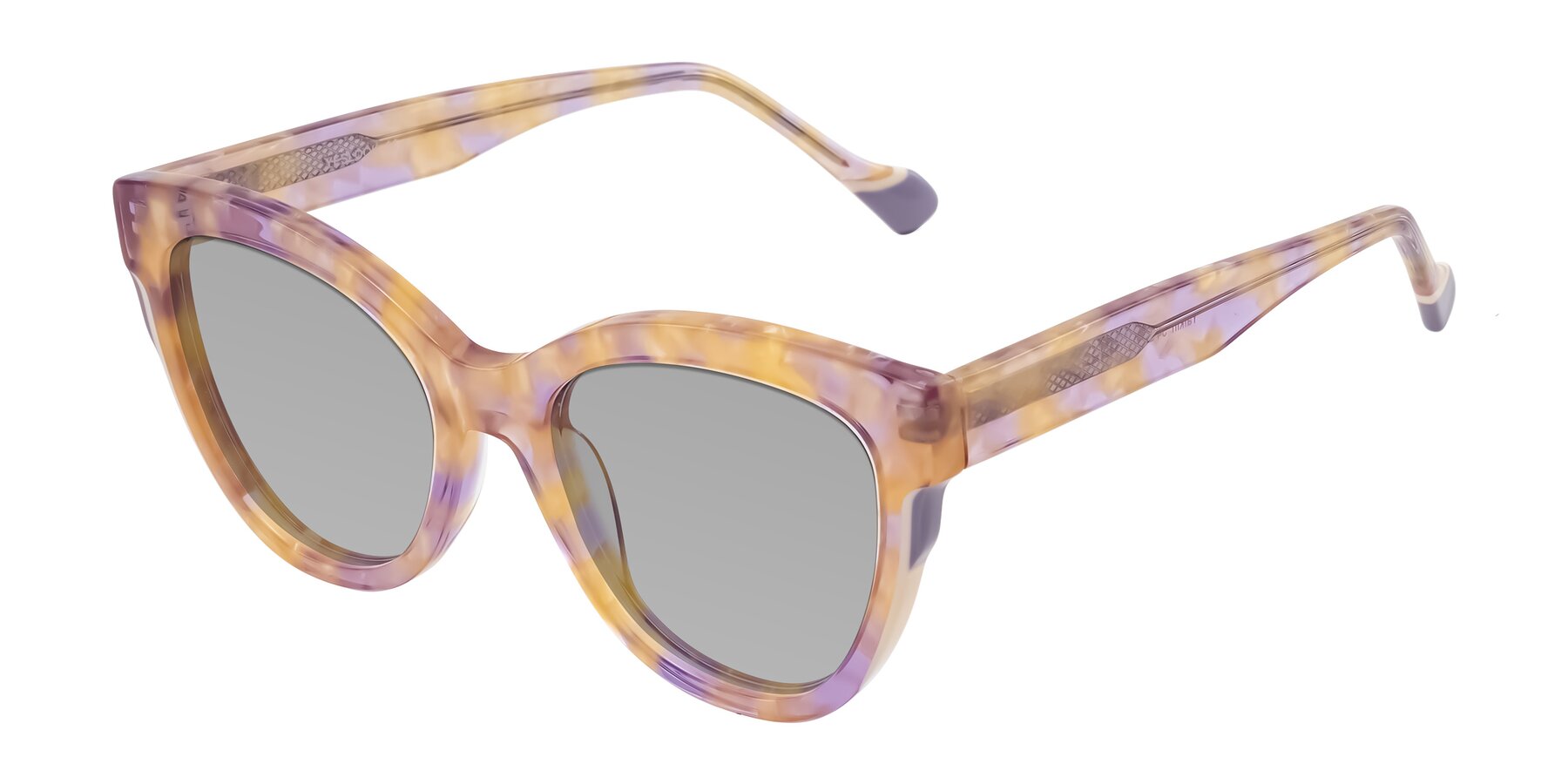 Angle of Yalkin in Floral Tortoise with Light Gray Tinted Lenses