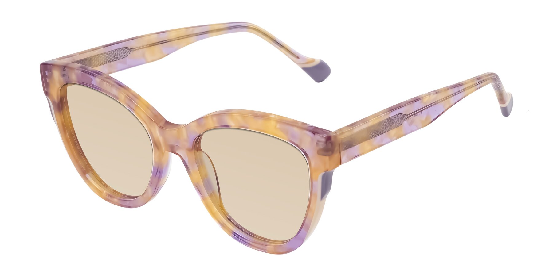 Angle of Yalkin in Floral Tortoise with Light Brown Tinted Lenses