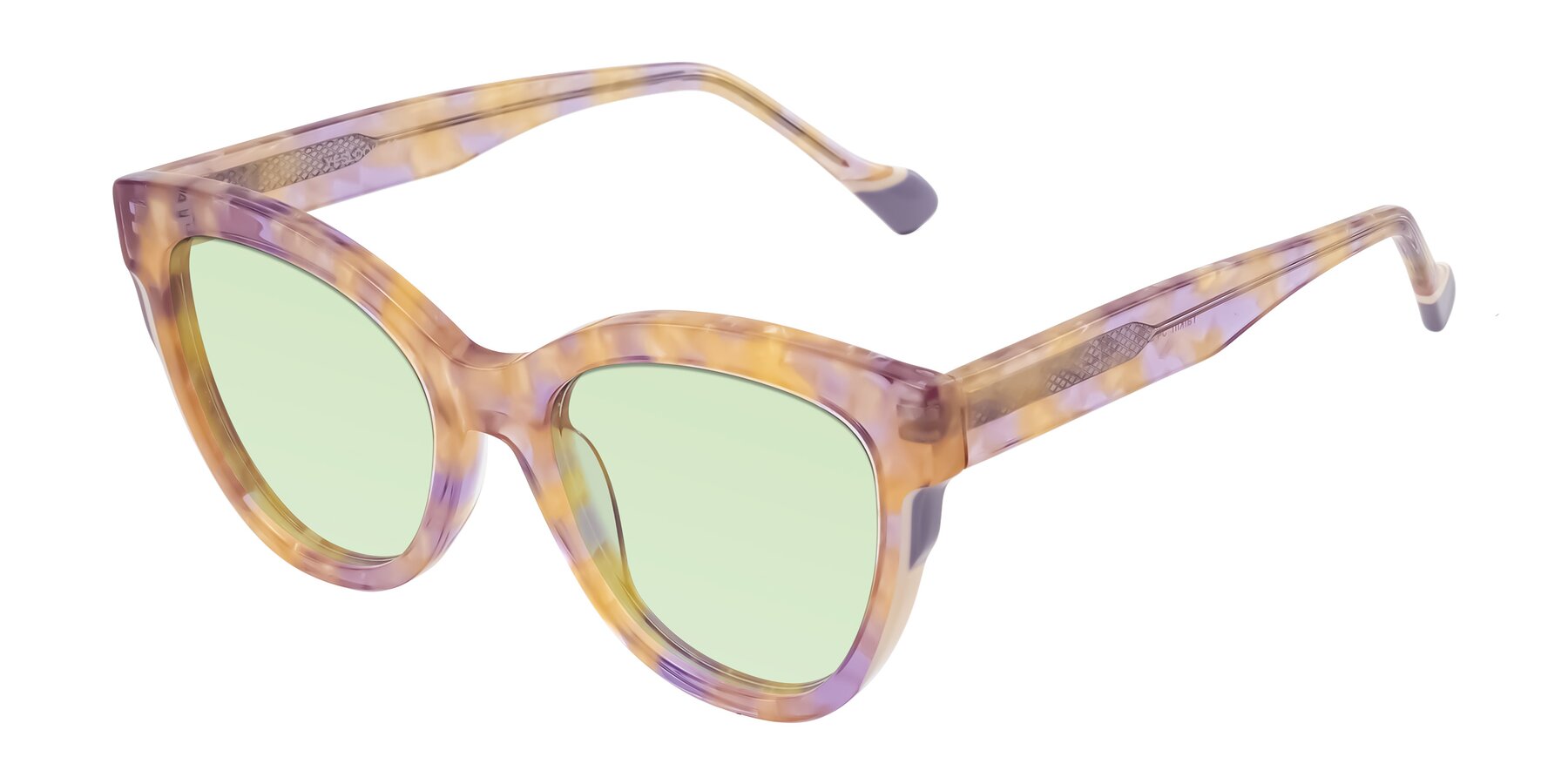 Angle of Yalkin in Floral Tortoise with Light Green Tinted Lenses