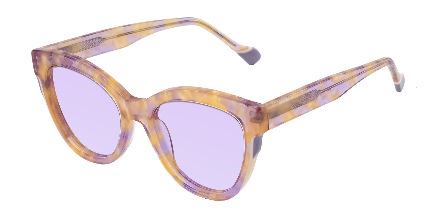 Angle of Yalkin in Floral Tortoise with Light Purple Tinted Lenses