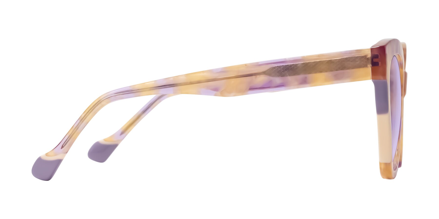 Side of Yalkin in Floral Tortoise with Light Purple Tinted Lenses