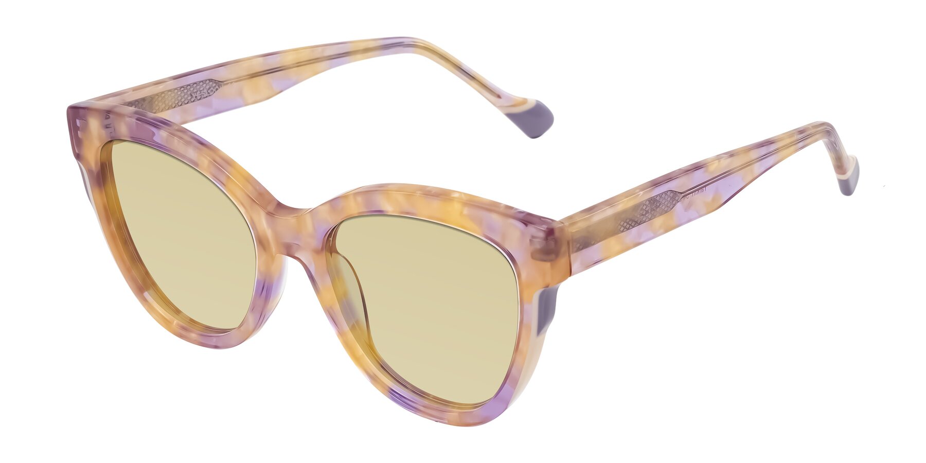 Angle of Yalkin in Floral Tortoise with Light Champagne Tinted Lenses