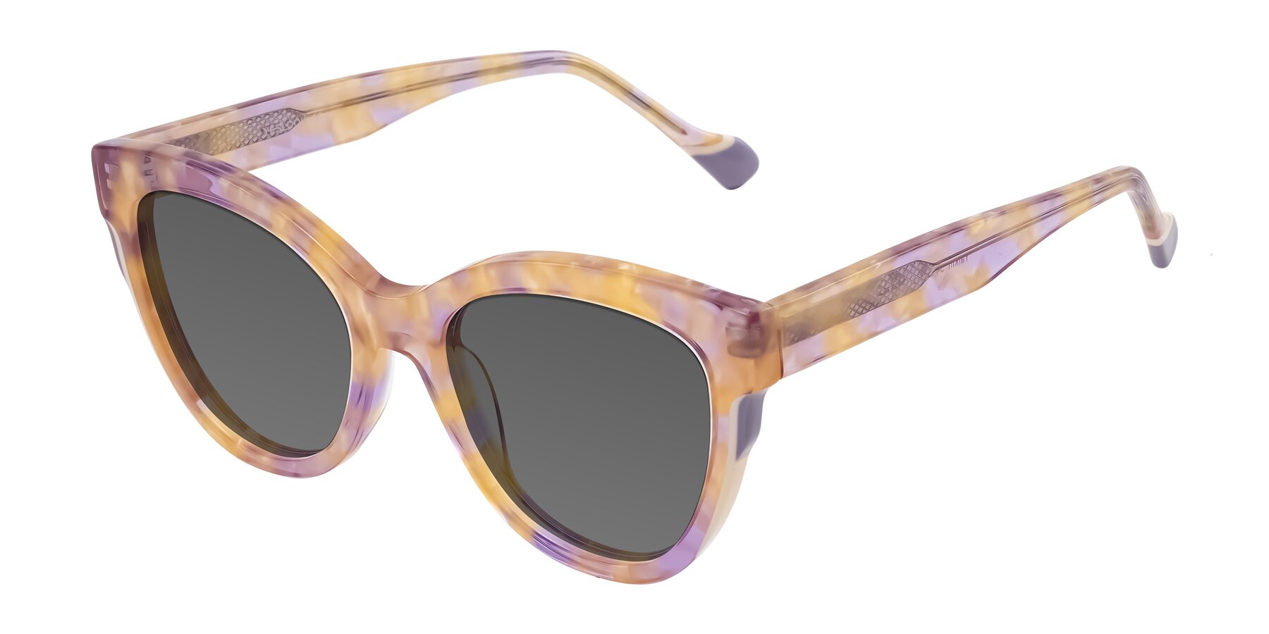 Angle of Yalkin in Floral Tortoise with Medium Gray Tinted Lenses