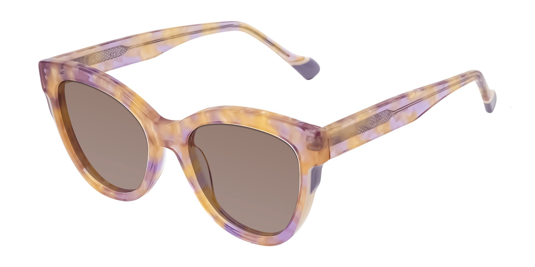 Angle of Yalkin in Floral Tortoise with Medium Brown Tinted Lenses