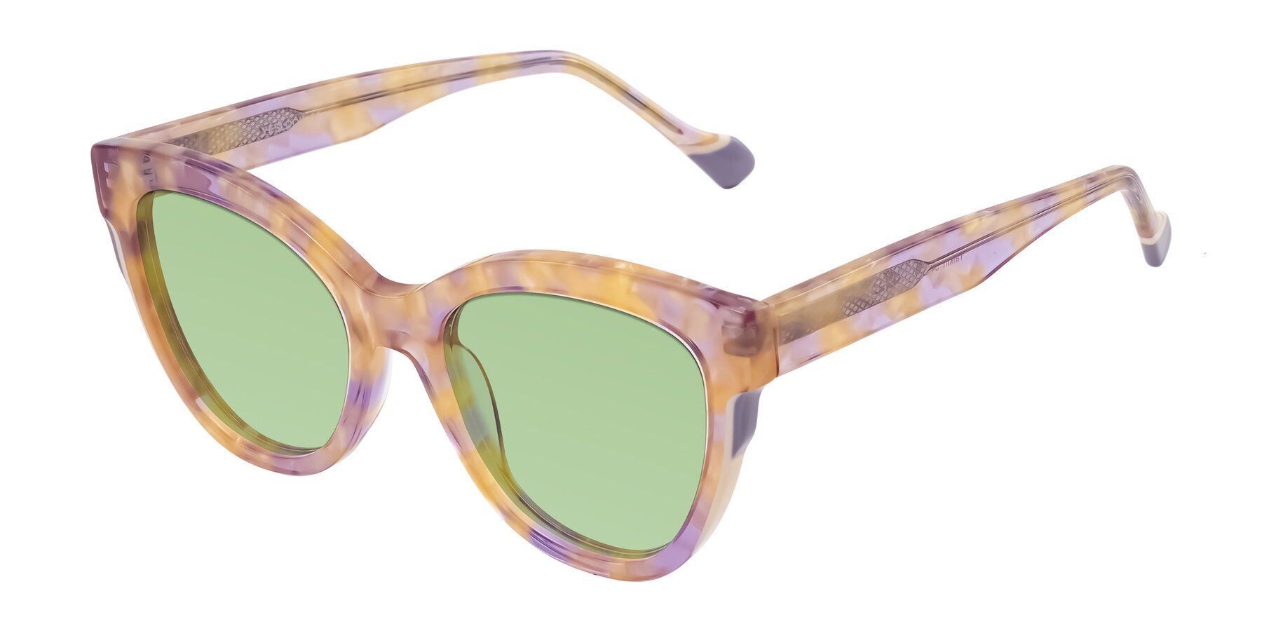Angle of Yalkin in Floral Tortoise with Medium Green Tinted Lenses