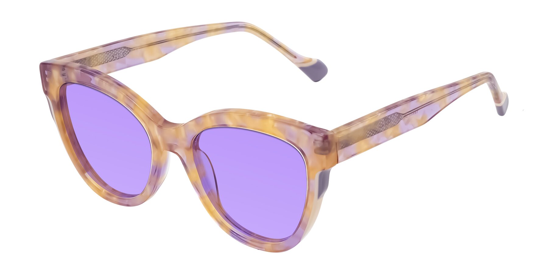 Angle of Yalkin in Floral Tortoise with Medium Purple Tinted Lenses