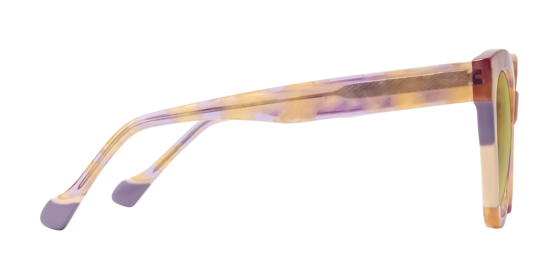 Side of Yalkin in Floral Tortoise with Medium Champagne Tinted Lenses