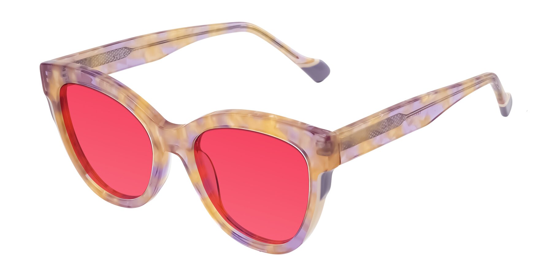 Angle of Yalkin in Floral Tortoise with Red Tinted Lenses