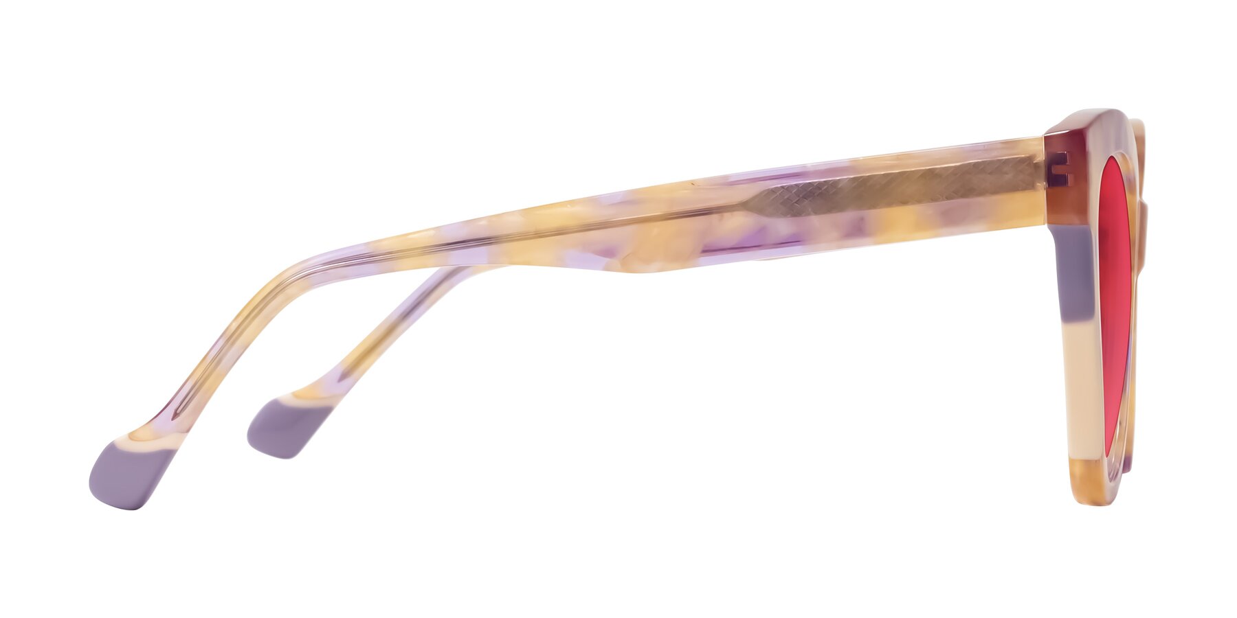 Side of Yalkin in Floral Tortoise with Red Tinted Lenses