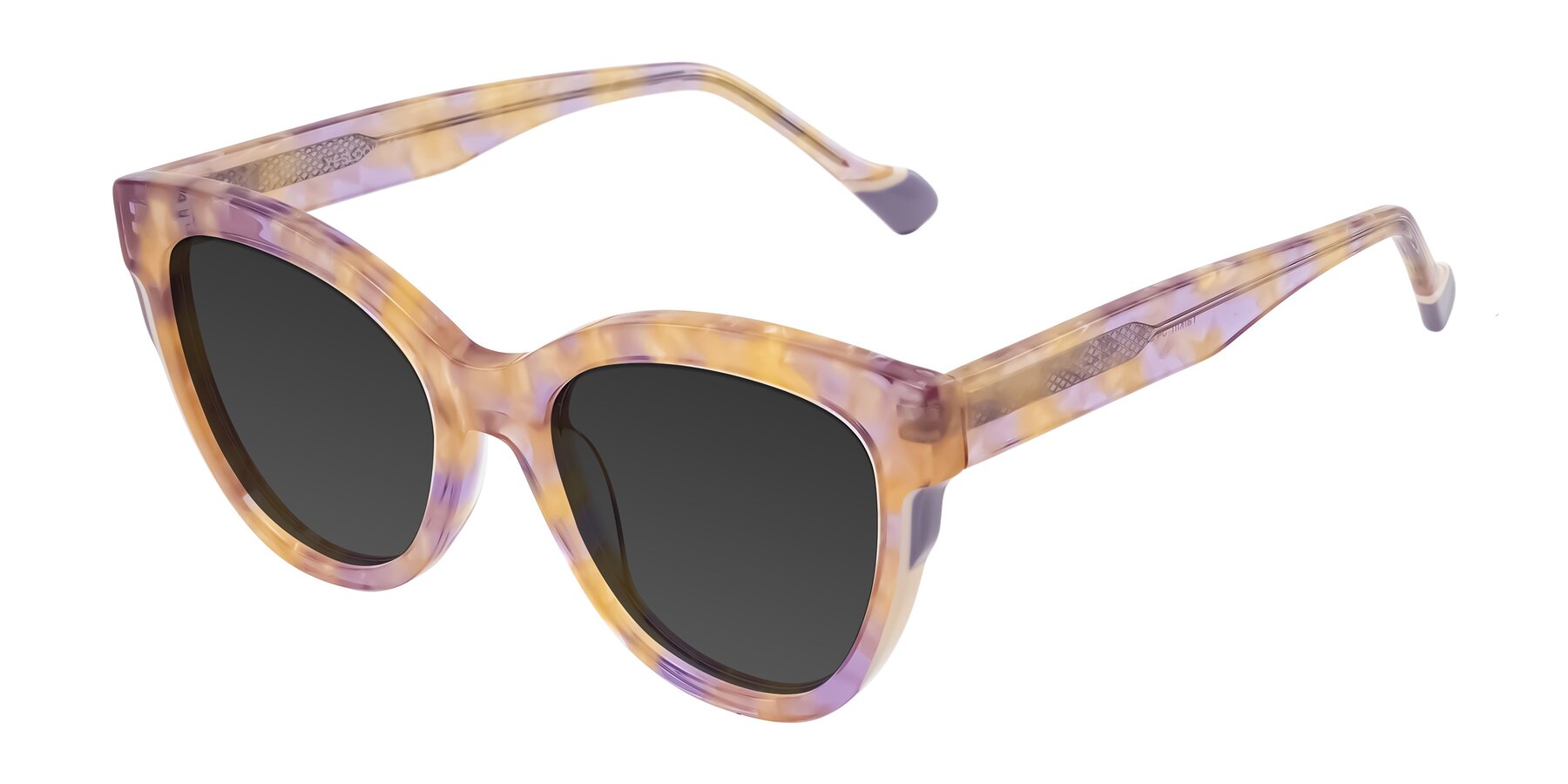 Angle of Yalkin in Floral Tortoise with Gray Tinted Lenses
